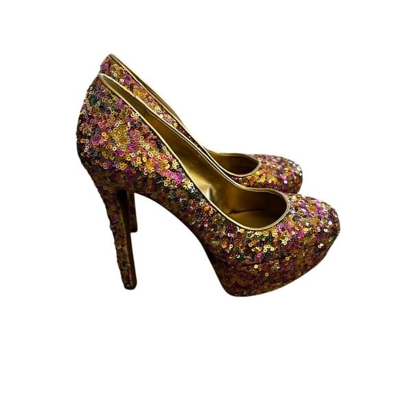 Blingy Cinderella Y2K Jessica Simpson sz 6 high heels sparkly colorful sexy - Picture 2 of 14
